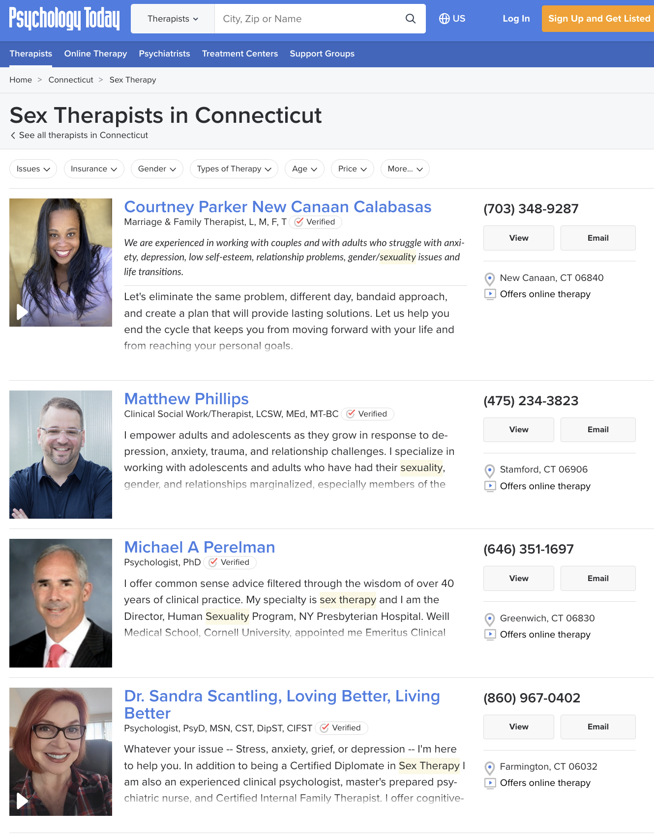 Sex therapists in Connecticut — Psychology Today